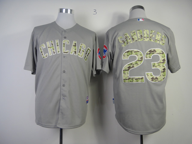 Men Chicago Cubs #23 Sandberg Grey Camo MLB Jerseys